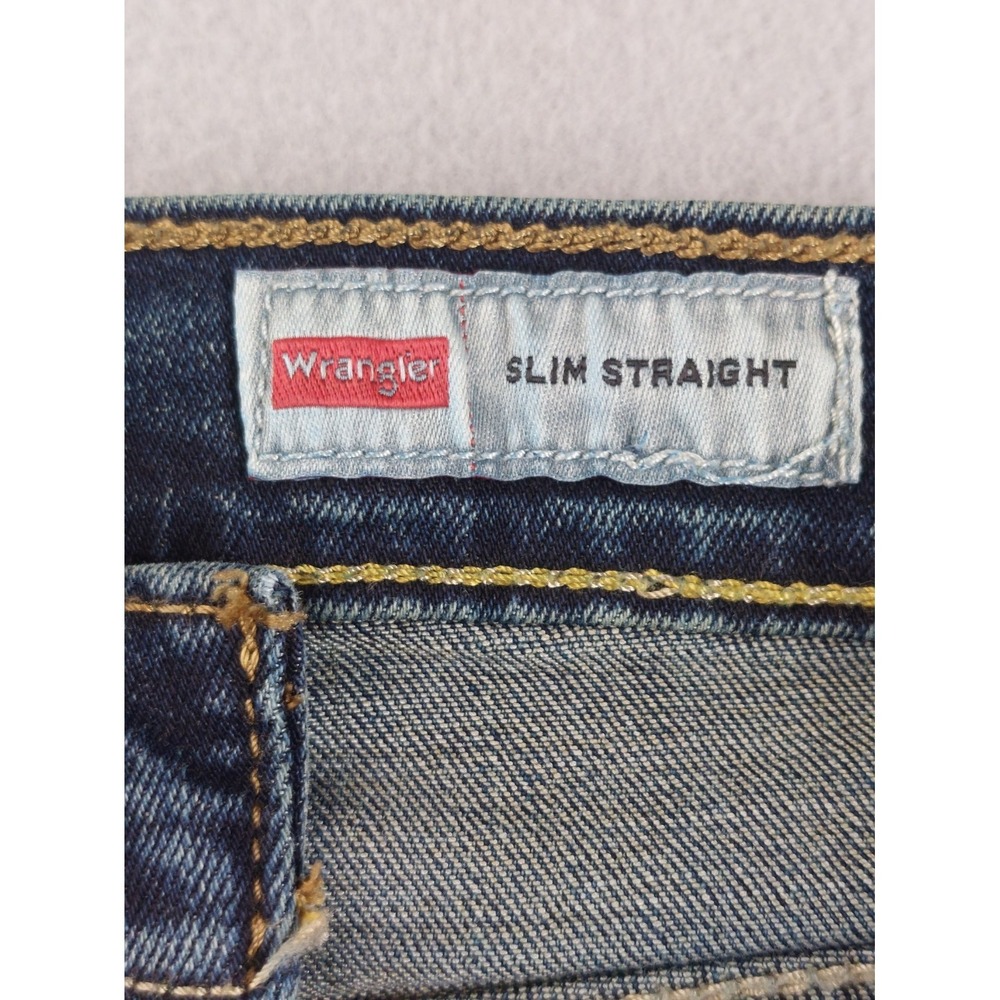 Wrangler Men Jeans 30X32 Blue Zip Button 5 Pockets Stretch Slim Straight Casual - Picture 7 of 16